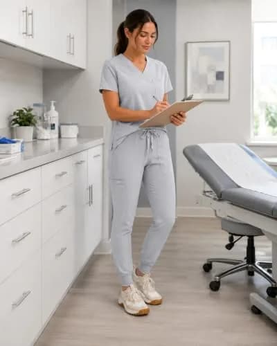 Med Couture Touch Jogger Scrub Pants for Women | 5 Pockets, Mid Rise, Lightweight, Stretch thumbnail 3