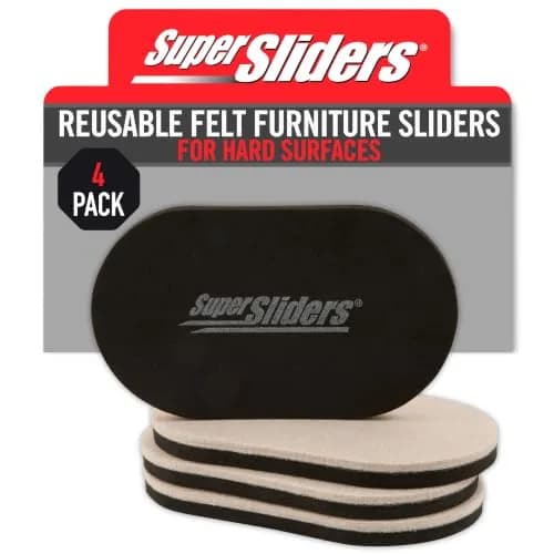 Super Sliders 3.5" x 6" Oval Reusable Furniture Sliders for Hard Surfaces | Set of 4 Beige thumbnail 1