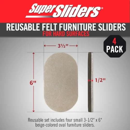Super Sliders 3.5" x 6" Oval Reusable Furniture Sliders for Hard Surfaces | Set of 4 Beige thumbnail 8