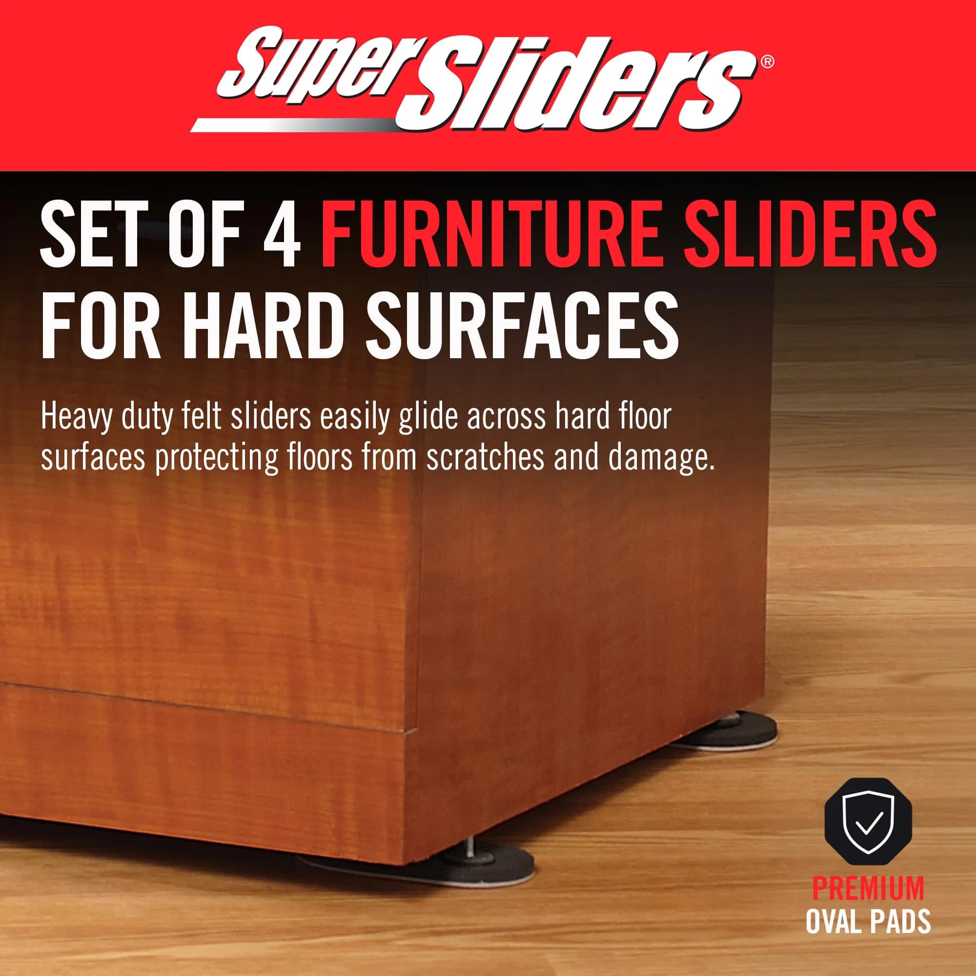 Super Sliders 3-1/2 x 6 Inch Oval Beige Felt Furniture Sliders for Hard Surfaces - Set of 4 - view 3