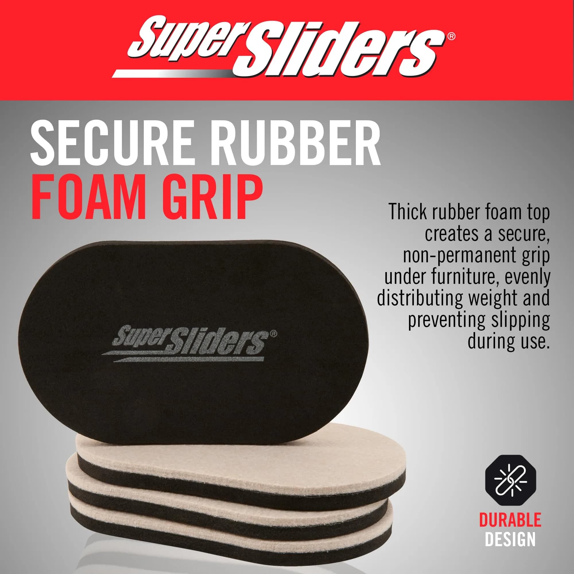 Super Sliders 3-1/2 x 6 Inch Oval Beige Felt Furniture Sliders for Hard Surfaces - Set of 4 - view 4