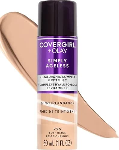COVERGIRL Simply Ageless 3-in-1 Foundation - 225 Buff Beige 30 ml (1 Fl Oz) | Anti-Aging Formula with Hyaluronic Complex thumbnail 1