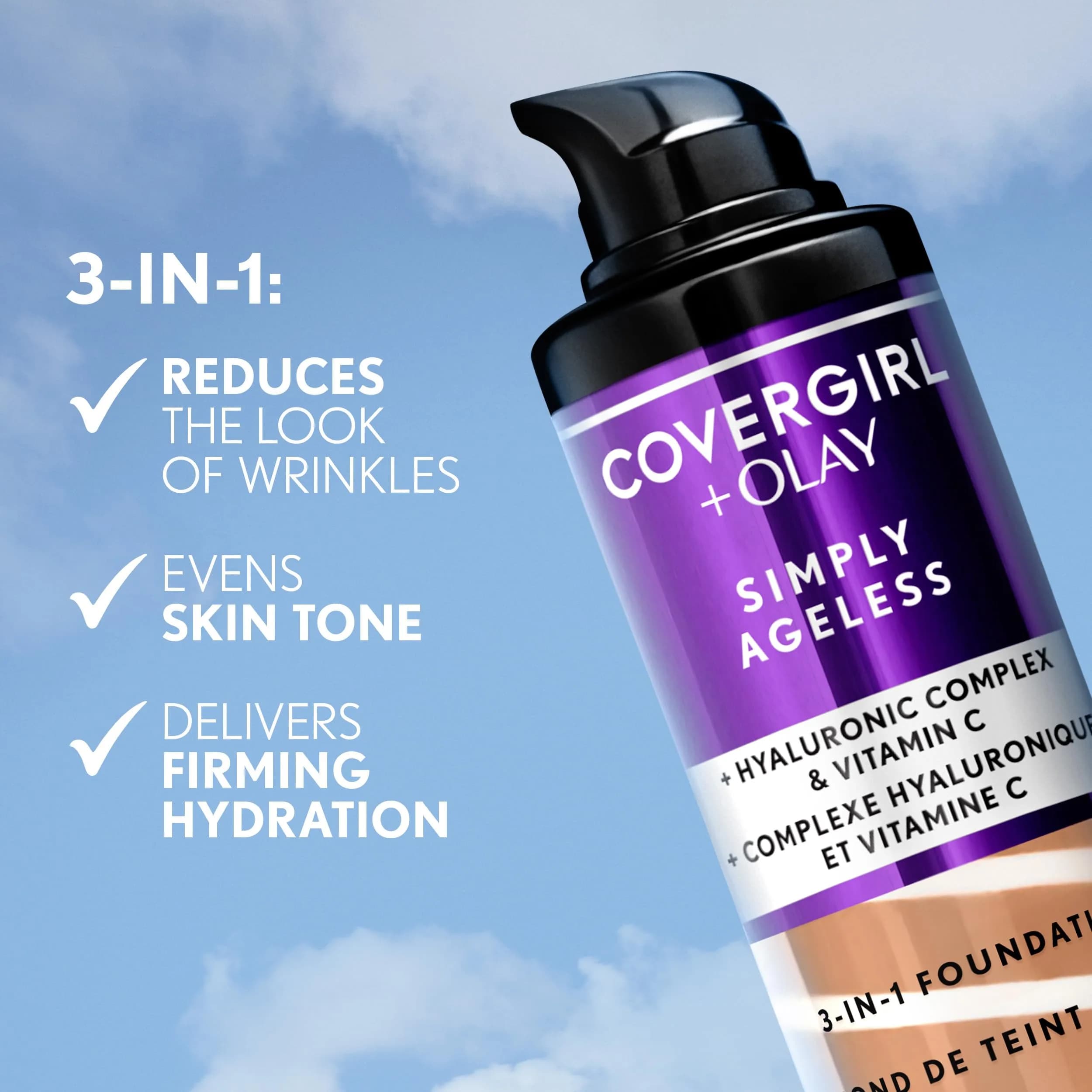 COVERGIRL Simply Ageless 3-in-1 Liquid Foundation Soft Honey 1 Fl Oz (29.57ml) | Anti-Aging Formula - view 5