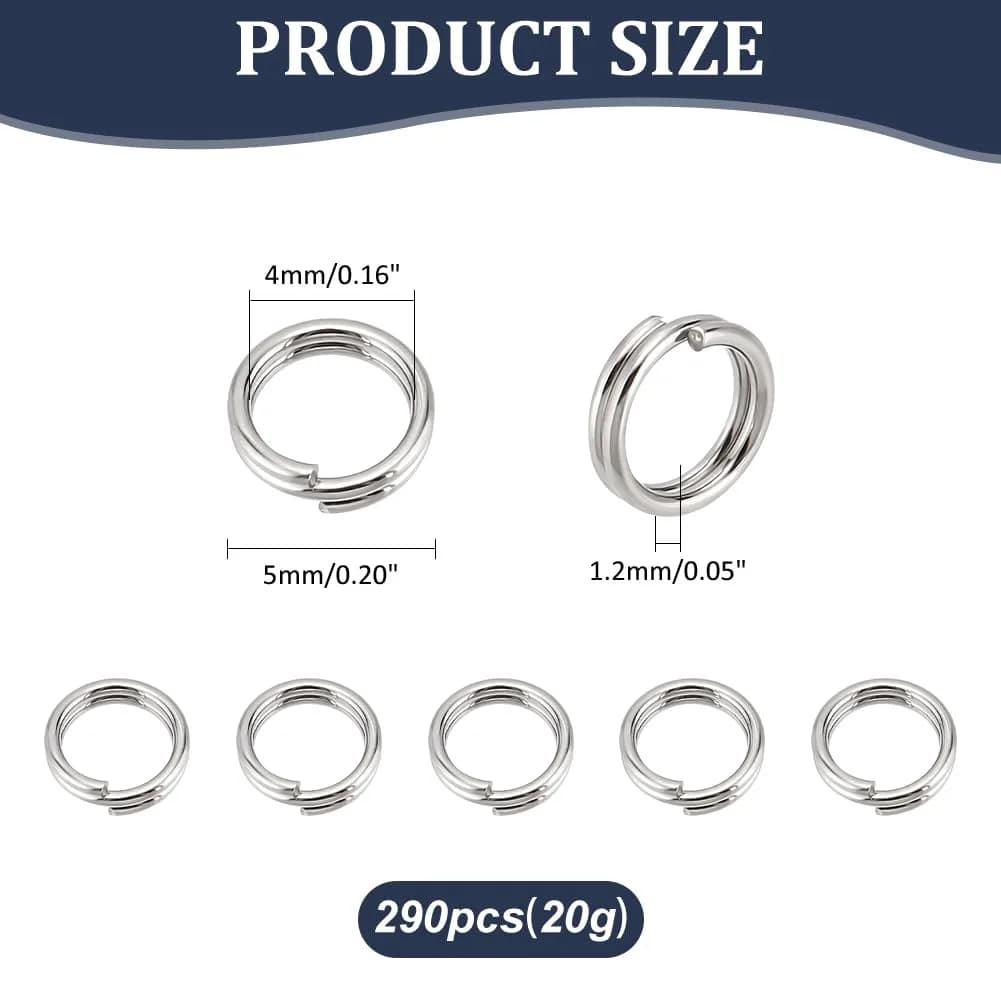 PH PandaHall Split Rings 5x1.2mm (380pcs, 20g) | Stainless Steel Jump Rings for Jewelry Making - view 2