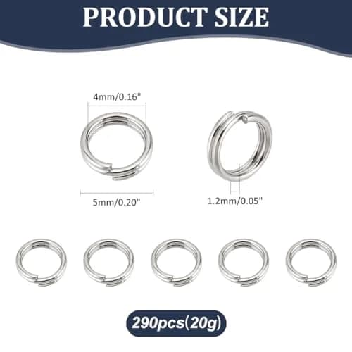 PH PandaHall Split Rings 5x1.2mm (380pcs, 20g) | Stainless Steel Jump Rings for Jewelry Making thumbnail 2
