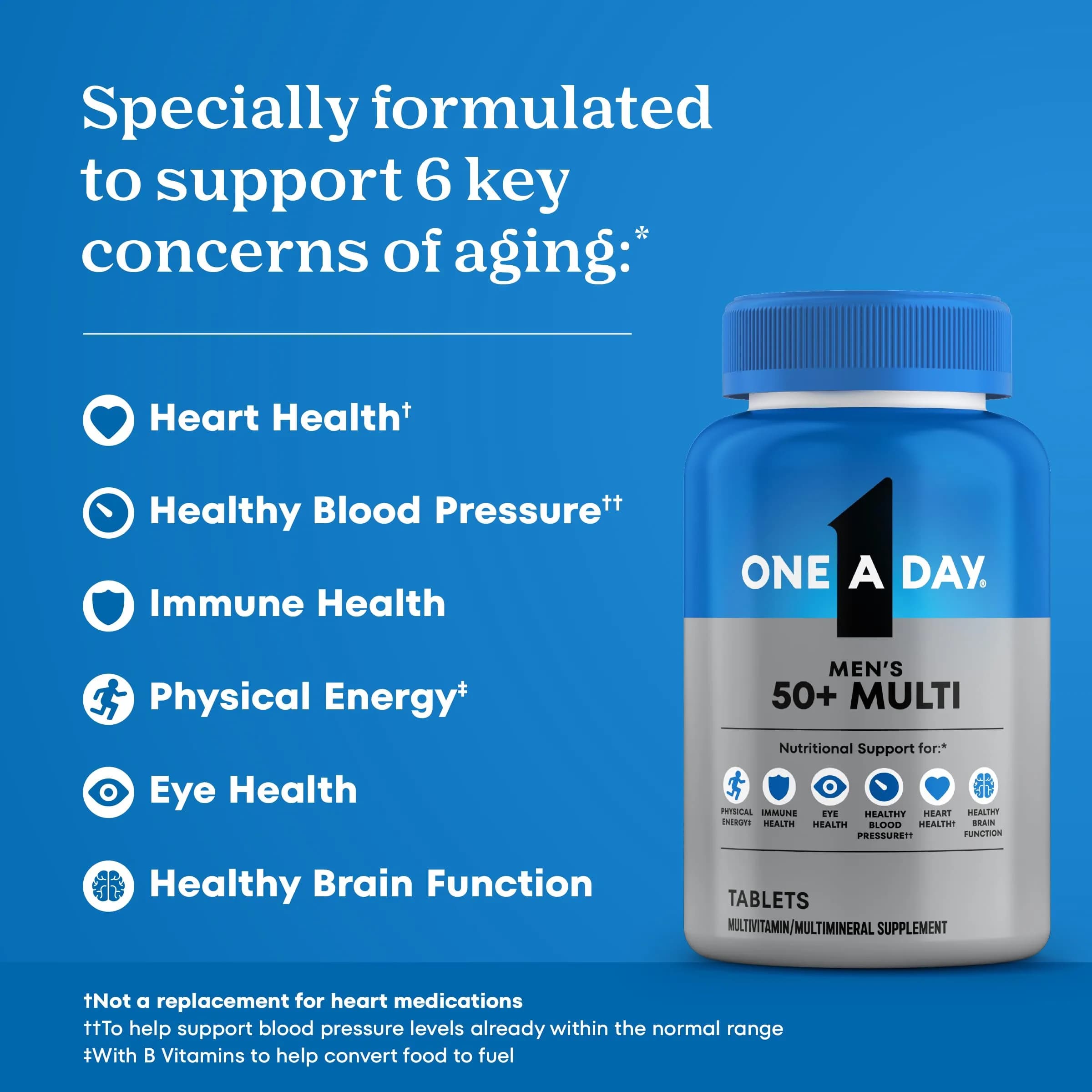 One A Day Men's 50+ Multivitamins 100 Count (Pack of 1) | Supports Immune Health & Energy with Zinc & Vitamin D - view 2