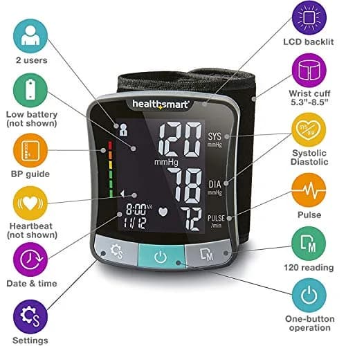 HealthSmart Digital Premium Wrist Blood Pressure Monitor with Talking Feature | 120 Readings, 2 Users, 5.3"-8.5" Cuff thumbnail 2