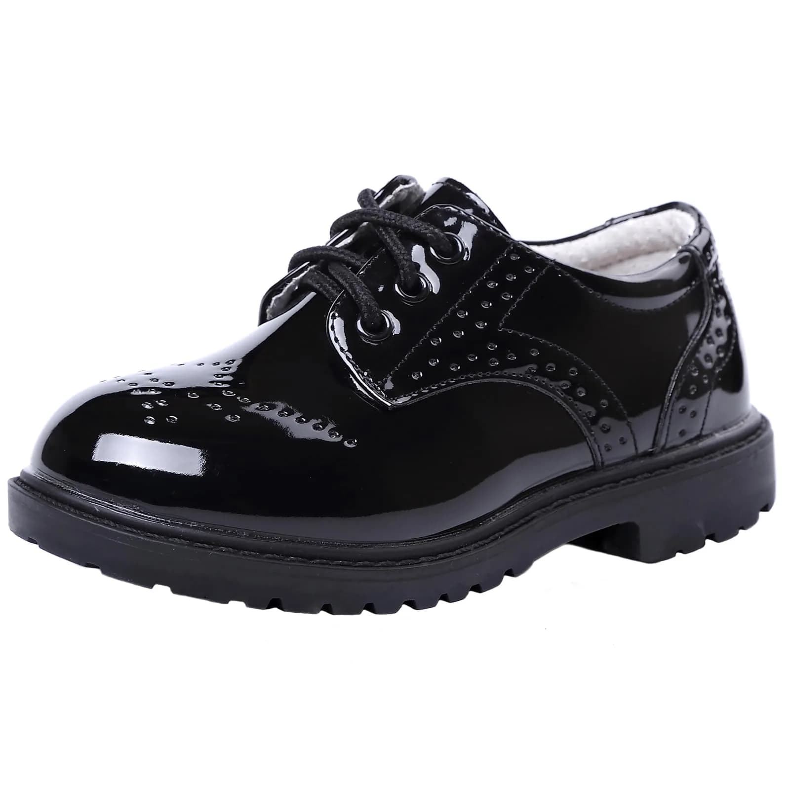 DADAWEN Children's Boy's Girl's Lace-Up School Uniform Shoes Comfort Oxford Dress Shoes (Toddler/Little Kid/Big Kid) Black US Size 5 M Toddler | Classic Oxford Style