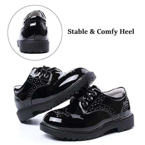 DADAWEN Children's Boy's Girl's Lace-Up School Uniform Shoes Comfort Oxford Dress Shoes (Toddler/Little Kid/Big Kid) Black US Size 5 M Toddler | Classic Oxford Style thumbnail 6