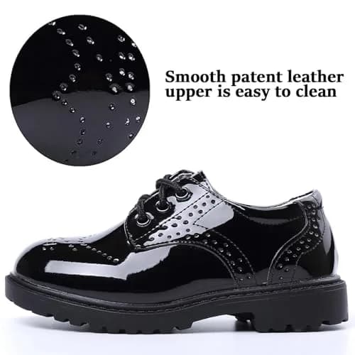 DADAWEN Children's Boy's Girl's Lace-Up School Uniform Shoes Comfort Oxford Dress Shoes (Toddler/Little Kid/Big Kid) Black US Size 5 M Toddler | Classic Oxford Style thumbnail 3