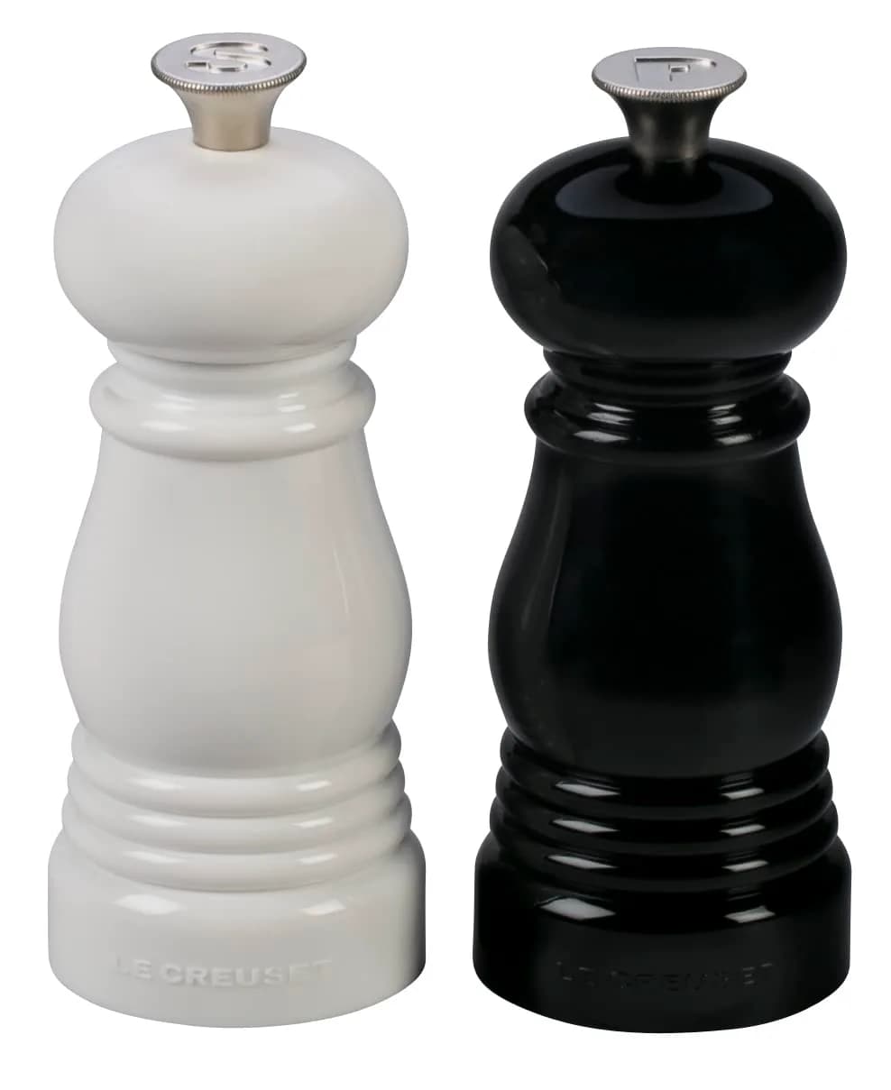 Le Creuset Petite Salt and Pepper Mill Set - Black & White 5" x 2" each | Ceramic grinder, durable & easy to clean — Black/White