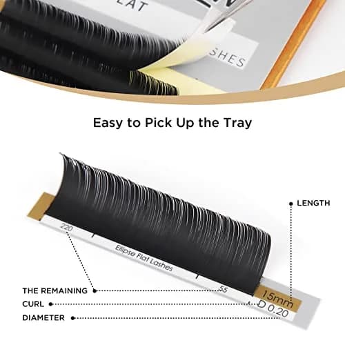 LASHVIEW Ellipse Flat Eyelash Extensions 0.15mm D Curl 13mm Black | Handmade Synthetic Lashes for Salon Use thumbnail 5