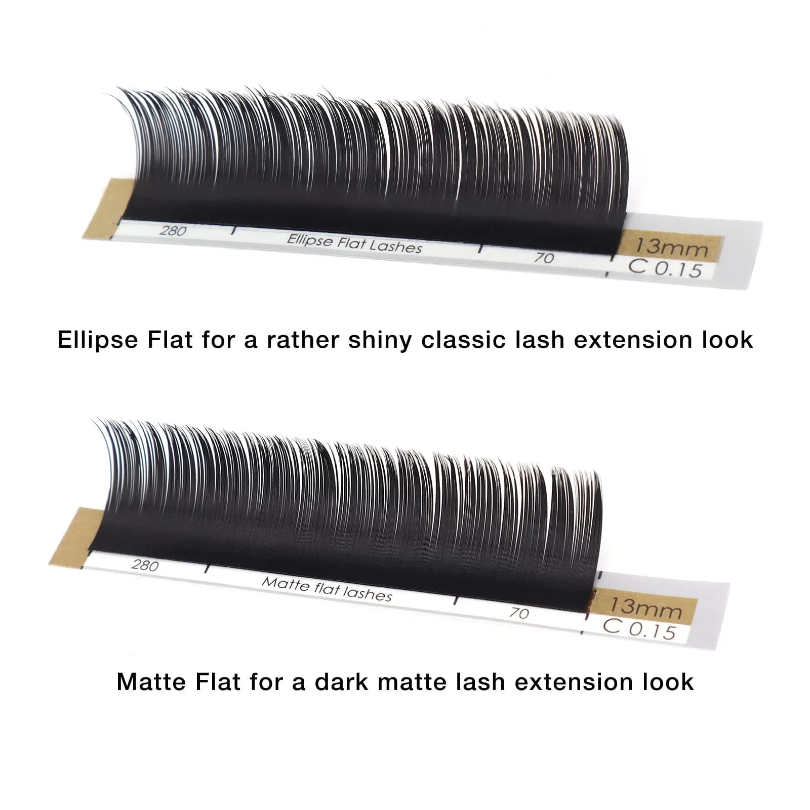 LASHVIEW Ellipse Flat Eyelash Extensions 0.15mm D Curl 13mm Black | Handmade Synthetic Lashes for Salon Use - view 7