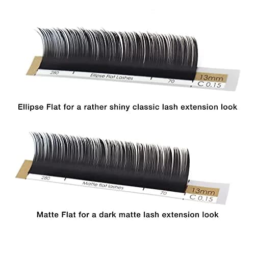 LASHVIEW Ellipse Flat Eyelash Extensions 0.15mm D Curl 13mm Black | Handmade Synthetic Lashes for Salon Use thumbnail 7