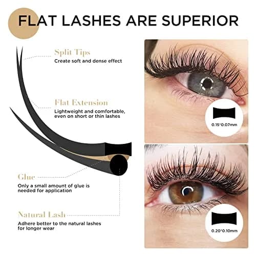 LASHVIEW 0.15mm D Curl Flat Ellipse Eyelash Extensions - Mixed Lengths 8-15mm thumbnail 3