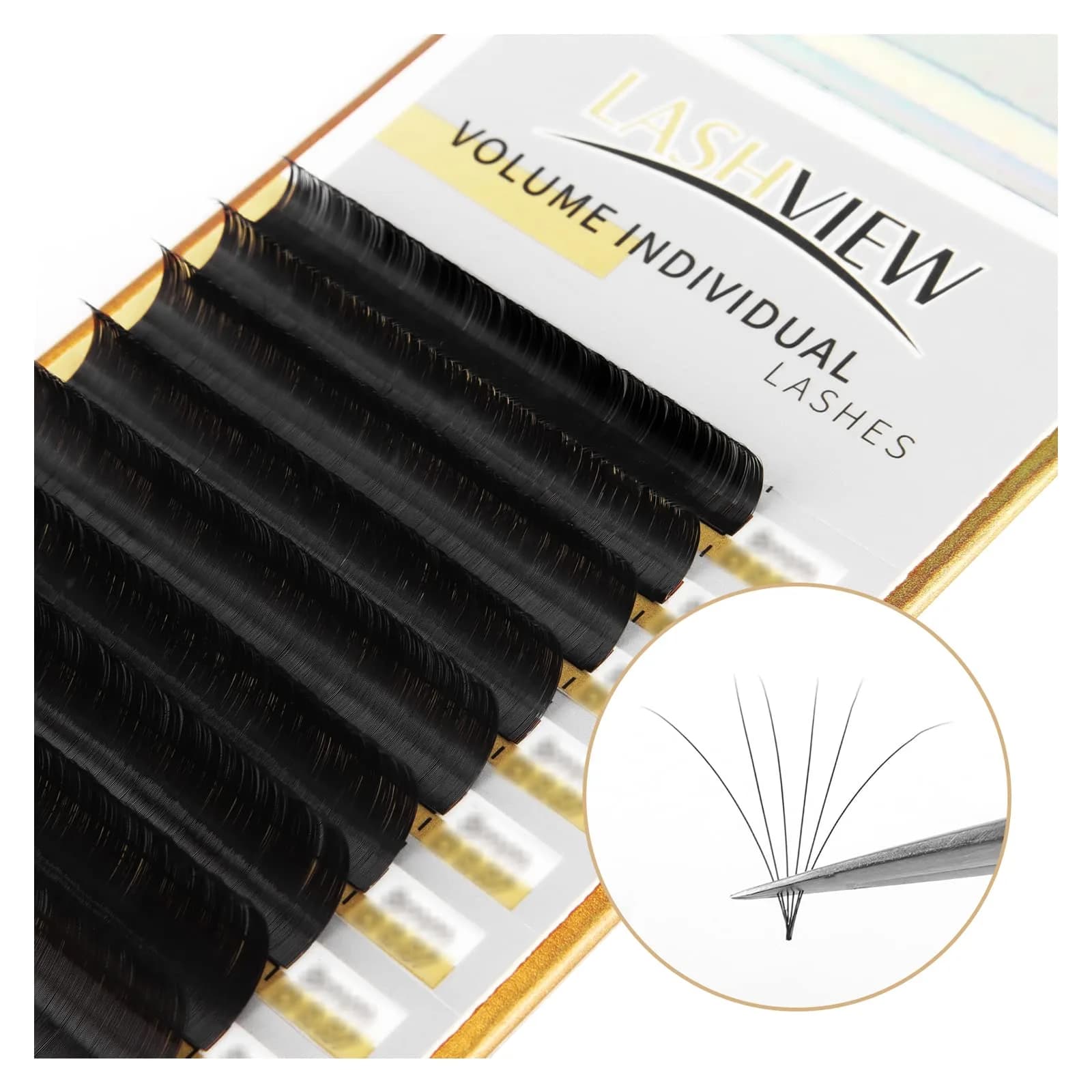 LASHVIEW 0.15mm D Curl 10mm Individual Premade Volume Eyelash Extensions - Soft Faux Mink - main product image