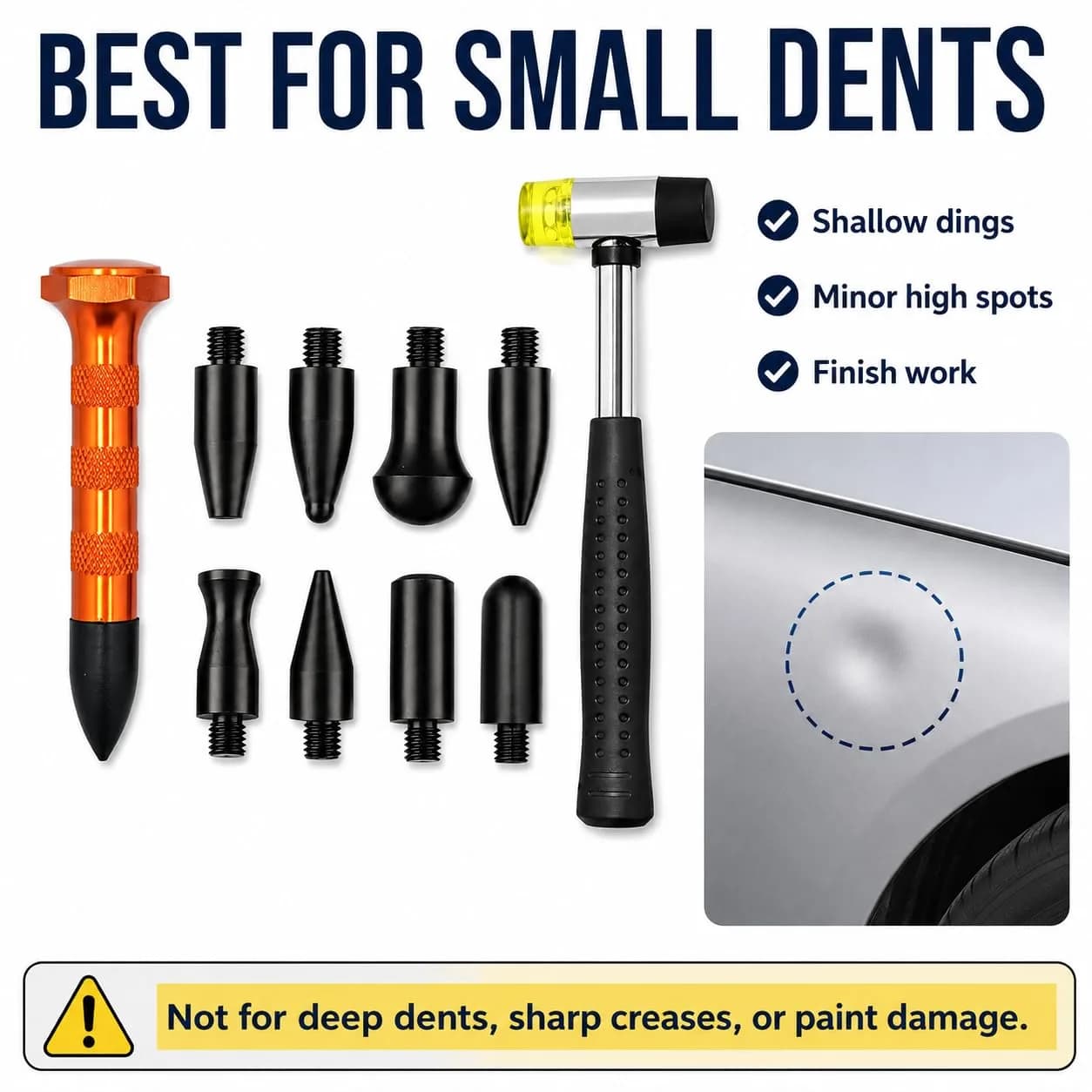 HiYi Paintless Dent Removal Tool Kit with Rubber Hammer & 9 Heads | 200g (0.44 lb) - view 6
