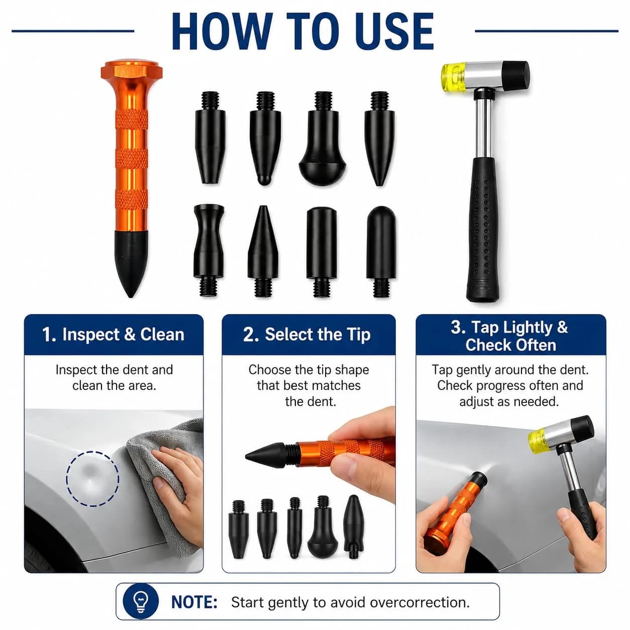 HiYi Paintless Dent Removal Tool Kit with Rubber Hammer & 9 Heads | 200g (0.44 lb) - view 8