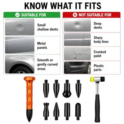 HiYi Paintless Dent Removal Tool Kit with Rubber Hammer & 9 Heads | 200g (0.44 lb) thumbnail 3
