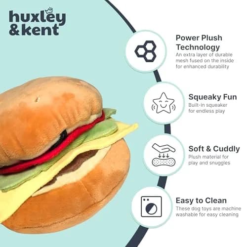 Huxley & Kent Power Plush Squeaky Dog Toy Hamburger Small | Soft, Durable, and Engaging for Dogs Under 25 lbs thumbnail 4