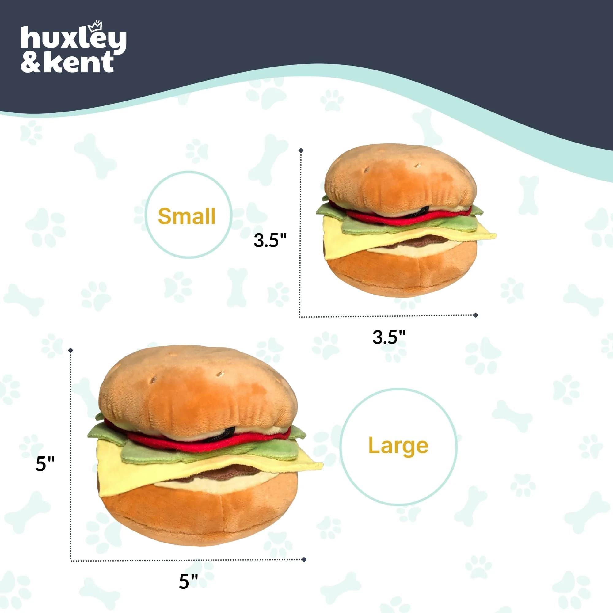 Huxley & Kent Power Plush Squeaky Dog Toy Hamburger Small | Soft, Durable, and Engaging for Dogs Under 25 lbs - view 5