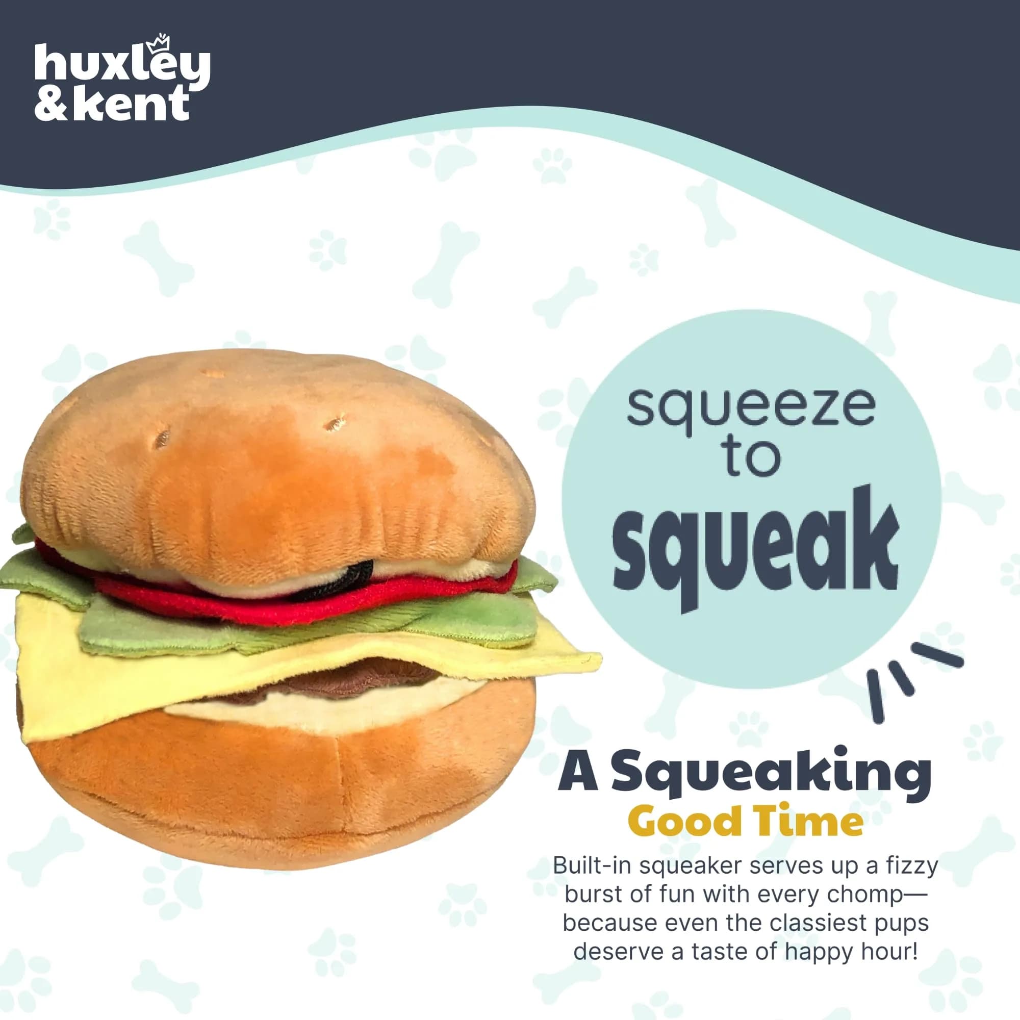 Huxley & Kent Power Plush Squeaky Dog Toy Hamburger Small | Soft, Durable, and Engaging for Dogs Under 25 lbs - view 7