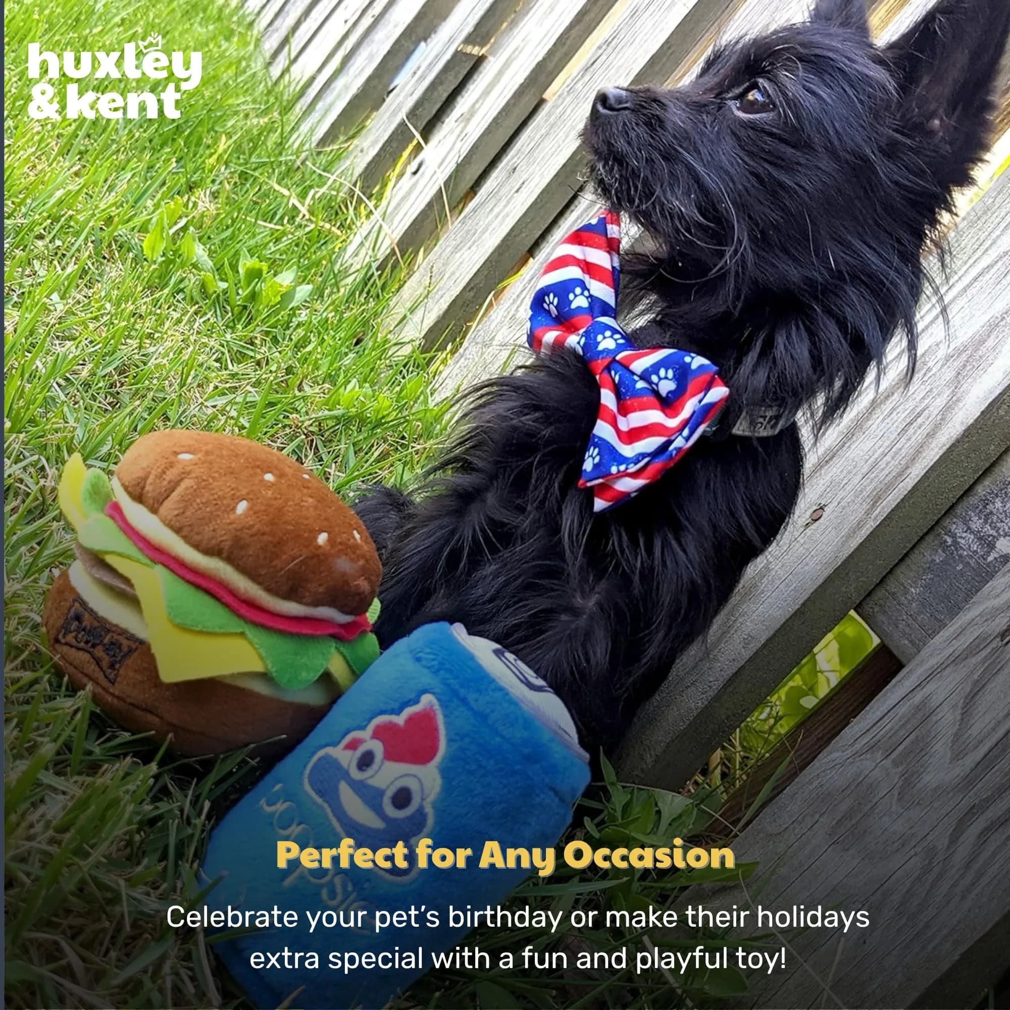Huxley & Kent Power Plush Squeaky Dog Toy Hamburger Small | Soft, Durable, and Engaging for Dogs Under 25 lbs - view 8