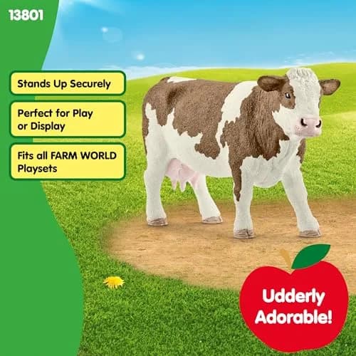 Schleich Simmental Cow Toy Figurine 7.6 cm (3 inch) | Realistic Farm Animal for Kids Ages 3+ thumbnail 4