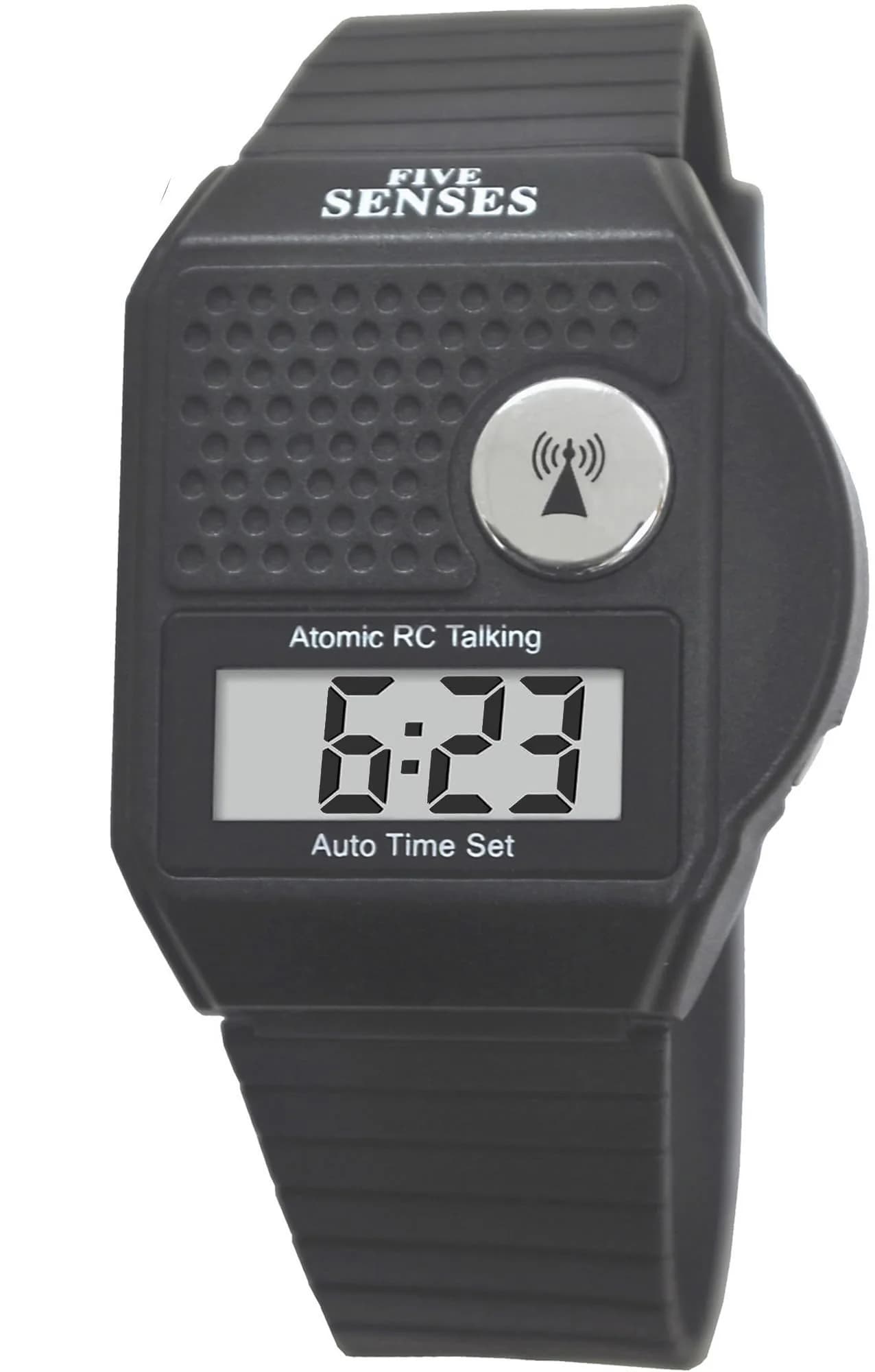 FIVE SENSES Atomic Talking Watch for Seniors & Visually Impaired | Self-Setting, Loud Voice, Easy to Use — MAT DARK GREY