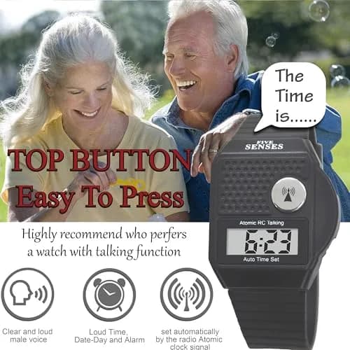 FIVE SENSES Atomic Talking Watch for Seniors & Visually Impaired | Self-Setting, Loud Voice, Easy to Use thumbnail 2