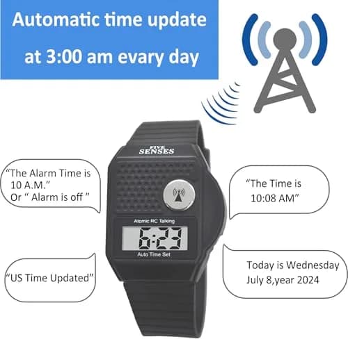 FIVE SENSES Atomic Talking Watch for Seniors & Visually Impaired | Self-Setting, Loud Voice, Easy to Use thumbnail 3