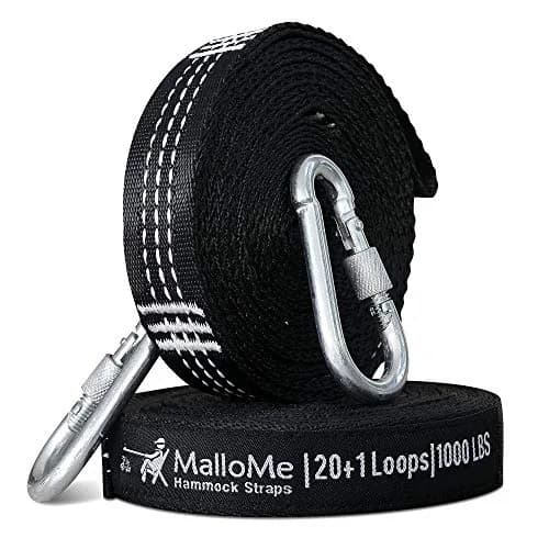 MalloMe Hammock Tree Straps with Carabiners - 12ft Heavy Duty Adjustable Swing Straps | 2-Pack, Black thumbnail 5