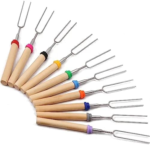 MalloMe Telescopic Roasting Sticks 32" (10 Pack) | Heavy Duty 304 Stainless Steel Smores Skewers for Campfire & Bonfire thumbnail 7