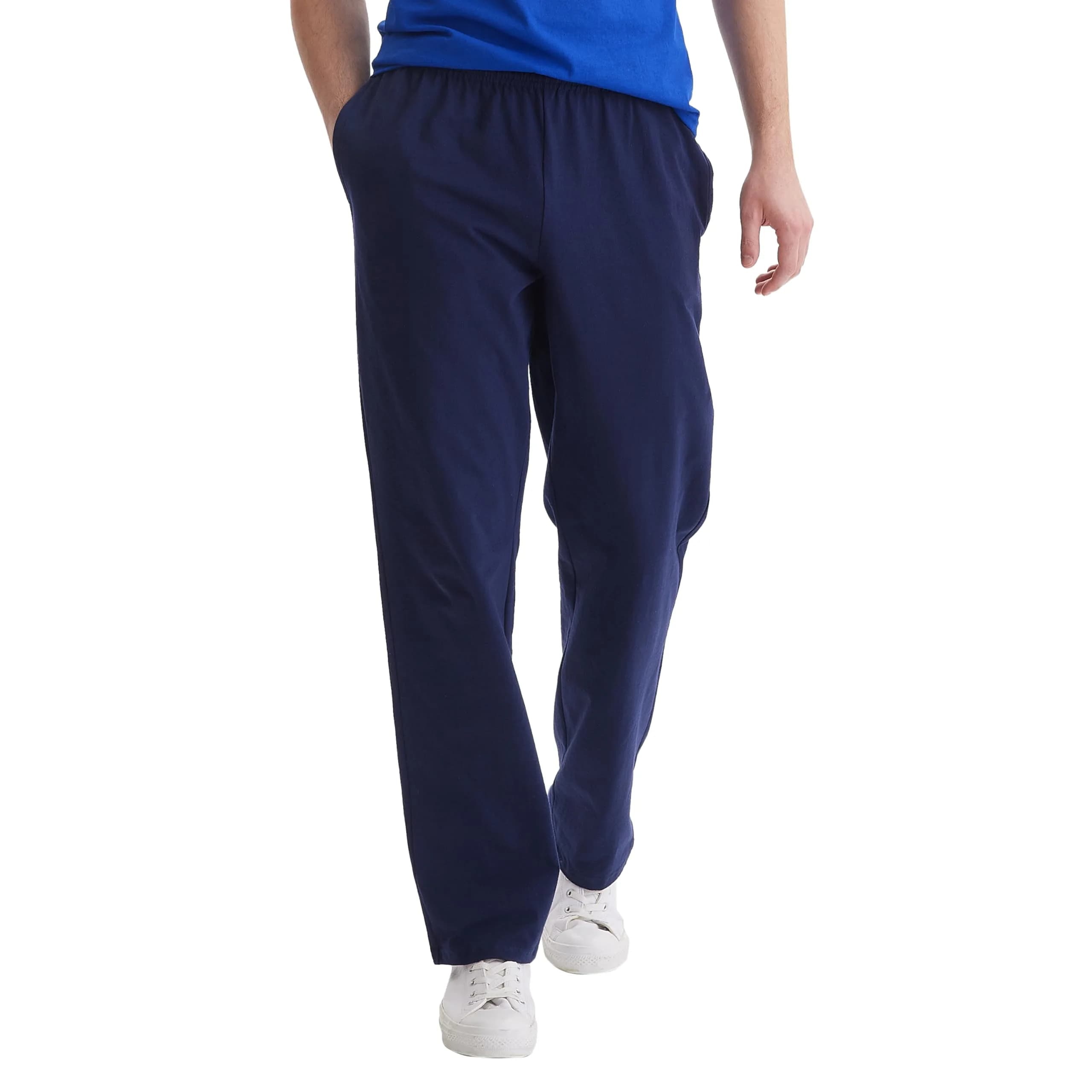 Hanes Essentials Sweatpants Men’s Cotton Jersey Pants with Pockets 33” Navy Large
