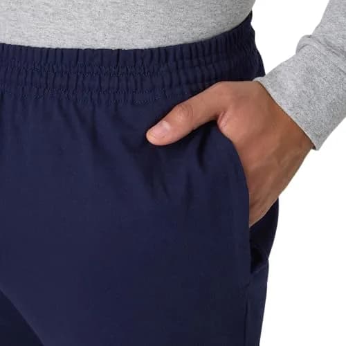 Hanes Essentials Sweatpants Men’s Cotton Jersey Pants with Pockets 33” Navy Large thumbnail 3