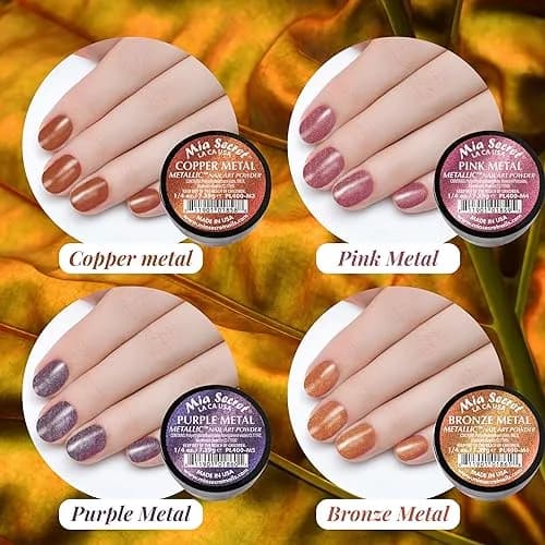 Mia Secret Metallic Nail Acrylic Powder Set of 6 | Salon-Quality, Long-Lasting Finish (70-120 chars) thumbnail 3