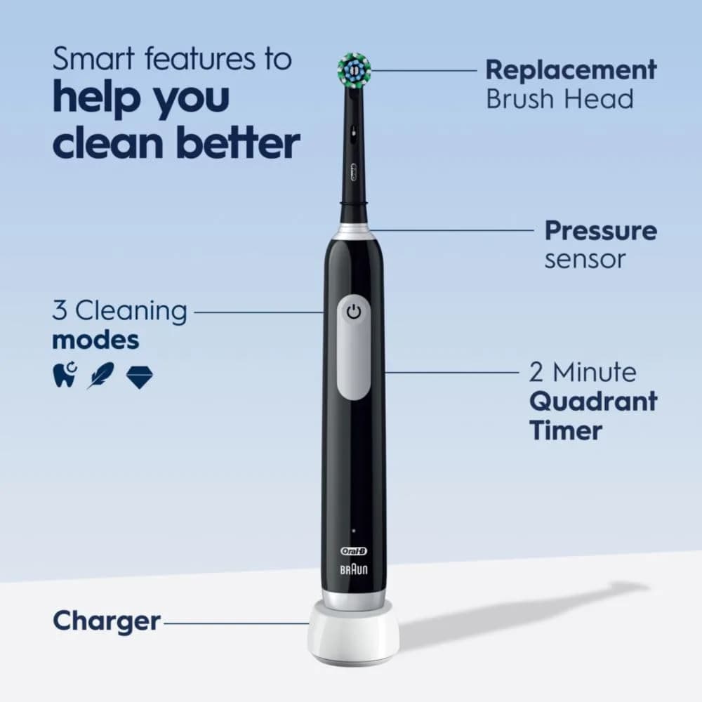 Oral-B Pro 1000 Rechargeable Electric Toothbrush Black 1 Count (Pack of 1) | Dentist-Recommended Cleaning - view 2