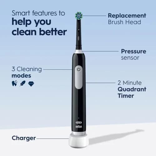 Oral-B Pro 1000 Rechargeable Electric Toothbrush Black 1 Count (Pack of 1) | Dentist-Recommended Cleaning thumbnail 2
