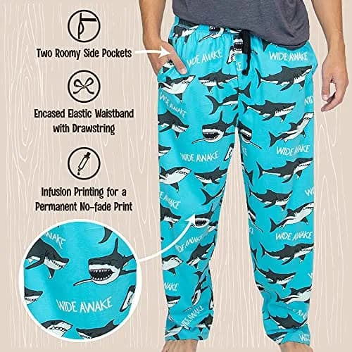 Lazy One Novelty Men's Pajama Pants, Shark, S | Soft Cotton Lounge Pants for Men thumbnail 6