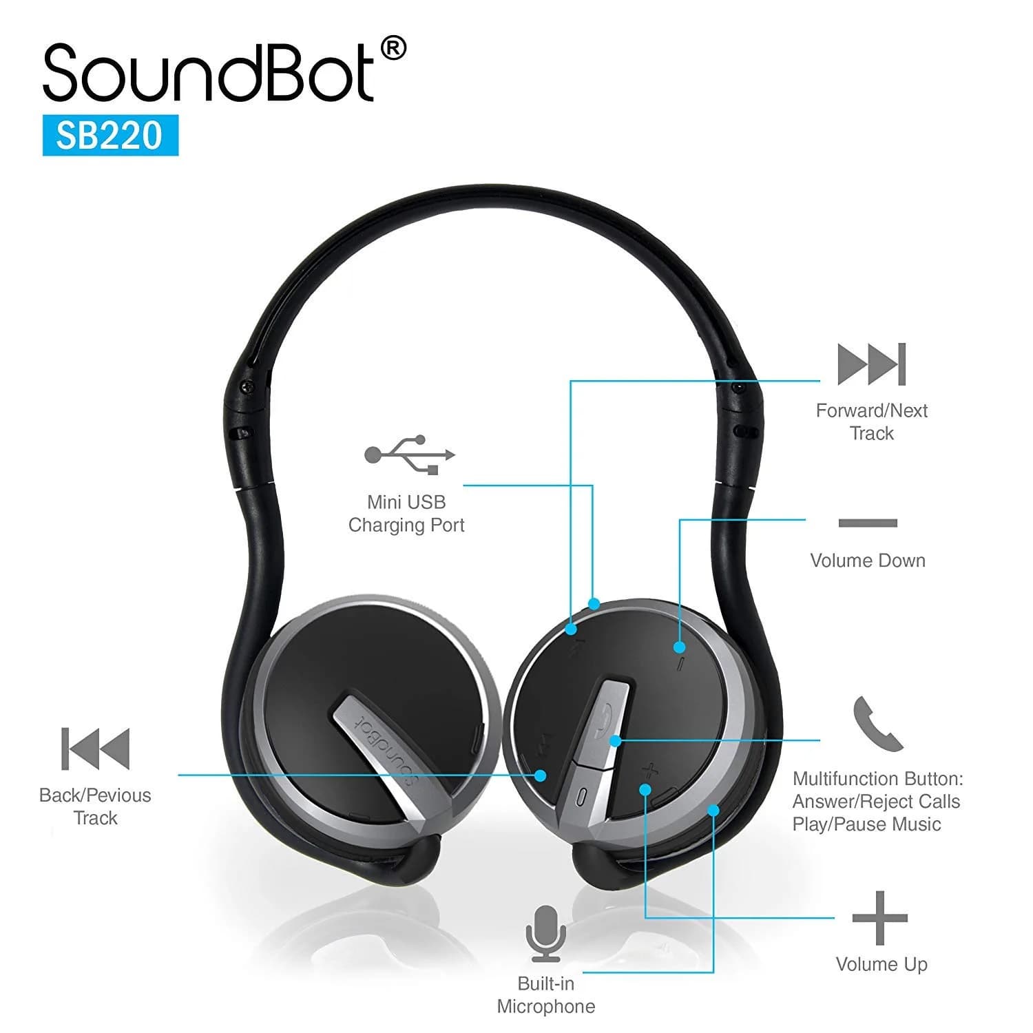 Soundbot SB221 Neckband Bluetooth Headphones | 20-Hour Music, 25-Hour Call Time, Sweat Resistant - view 5