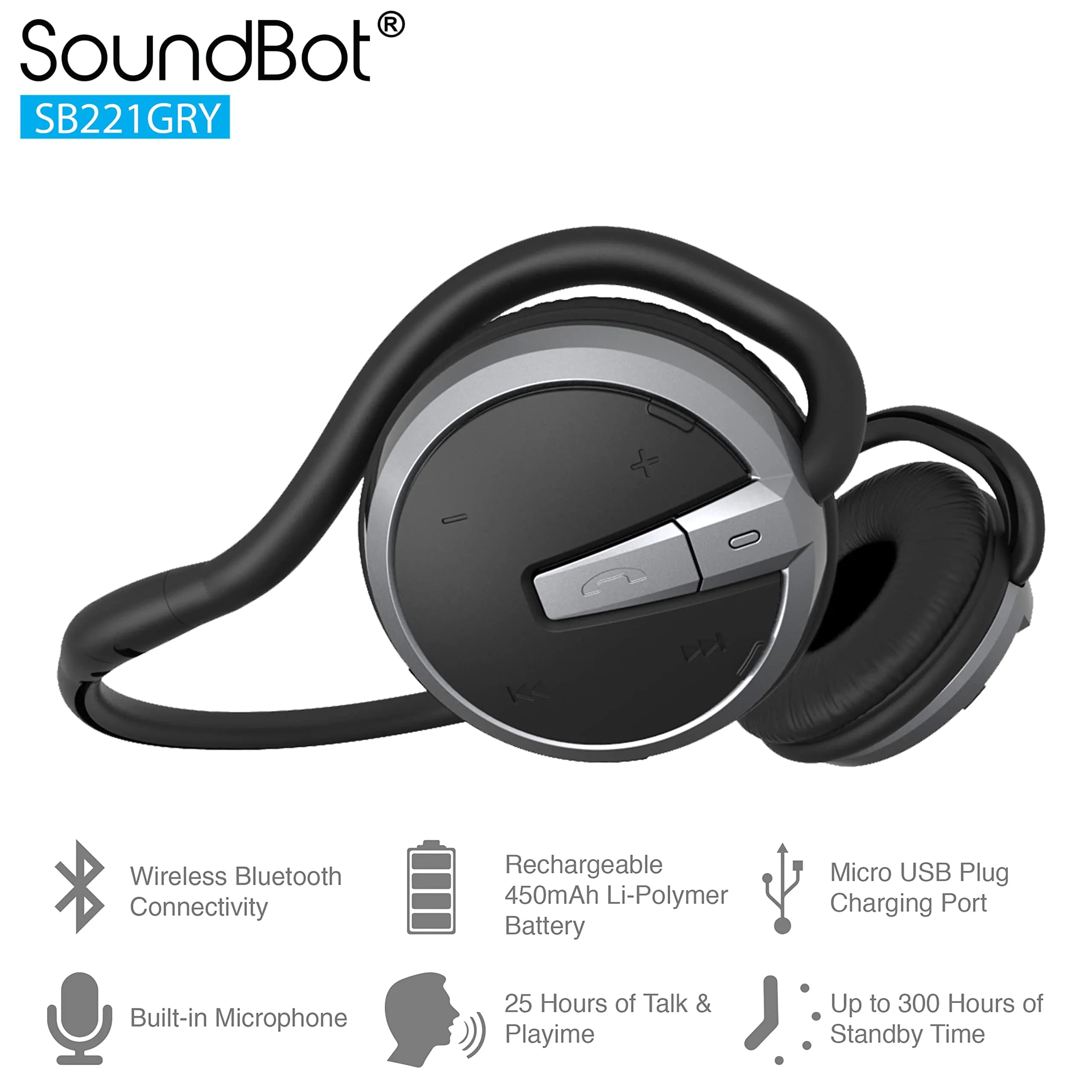 Soundbot SB221 Neckband Bluetooth Headphones | 20-Hour Music, 25-Hour Call Time, Sweat Resistant - view 2