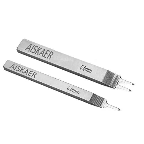 Aiskaer Leather Stitching Punch Set Diamond Chisel Tools 6mm White Steel 1/2/4/6 Prong | 100mm Length, 120g thumbnail 3