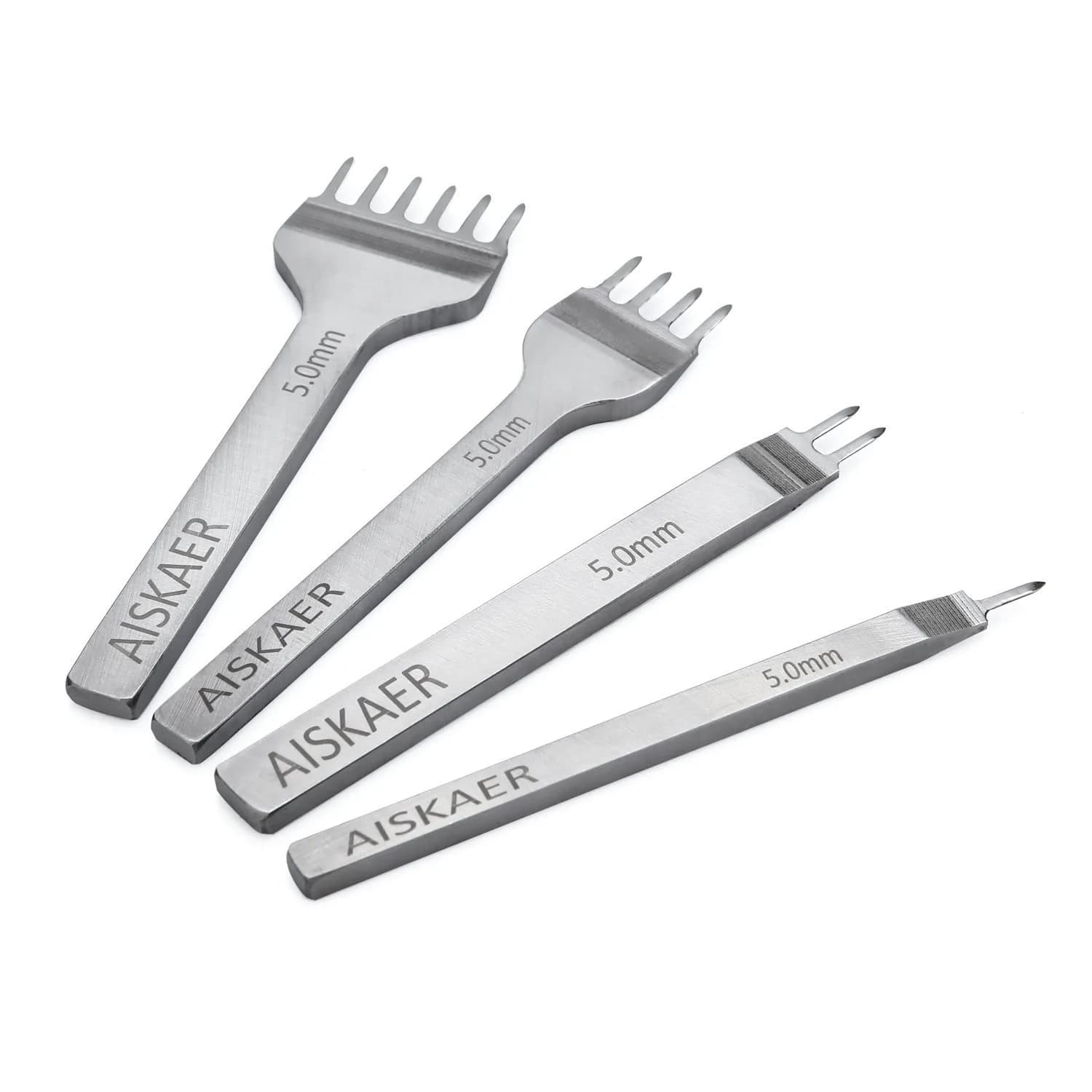 Aiskaer Leather Stitching Punch Set 5mm Diamond Chisel Tools | 4-Piece Set for DIY Leather Craft - main product image
