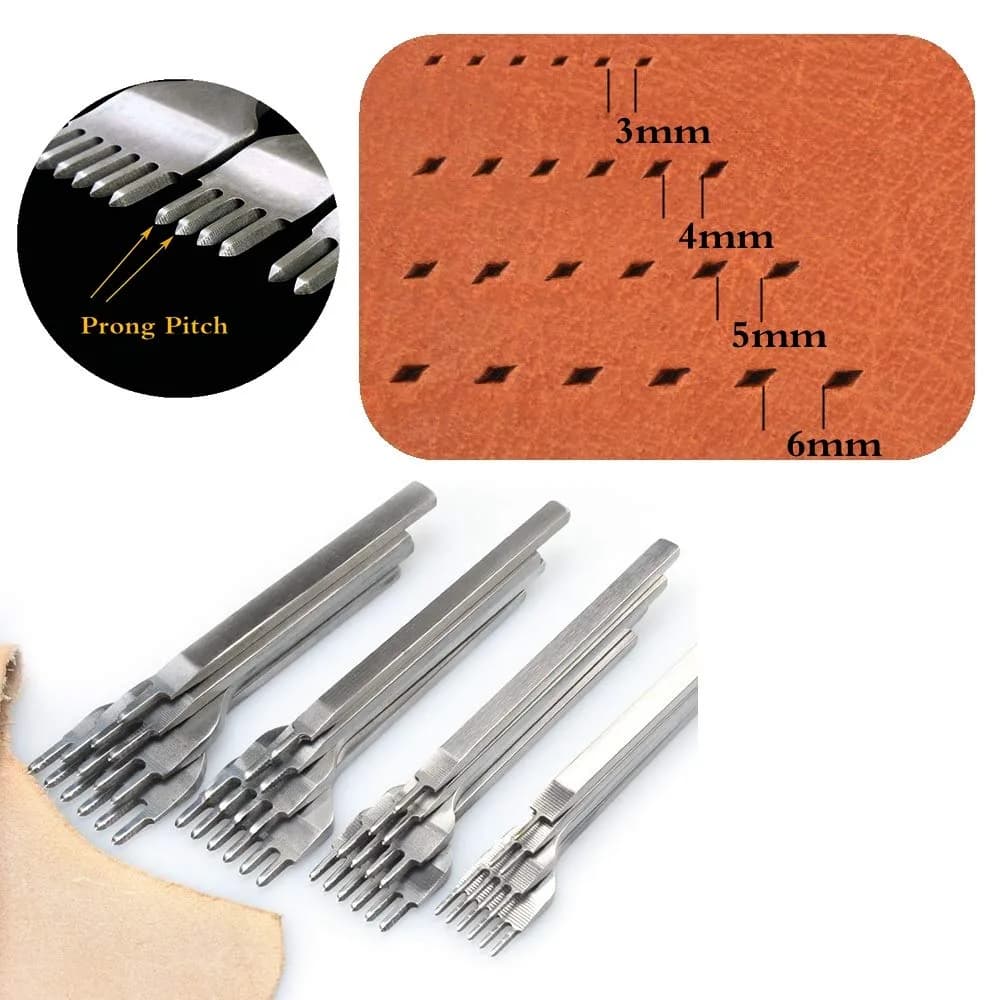 Aiskaer Leather Stitching Punch Set 5mm Diamond Chisel Tools | 4-Piece Set for DIY Leather Craft - view 5