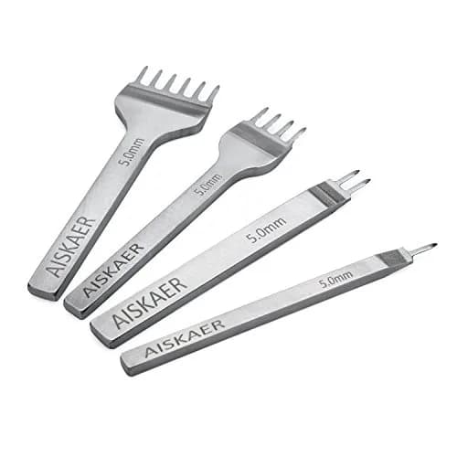 Aiskaer Leather Stitching Punch Set 5mm Diamond Chisel Tools | 4-Piece Set for DIY Leather Craft thumbnail 1