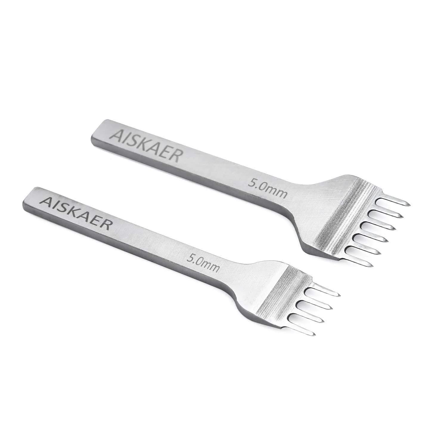 Aiskaer Leather Stitching Punch Set 5mm Diamond Chisel Tools | 4-Piece Set for DIY Leather Craft - view 2