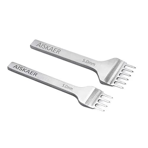Aiskaer Leather Stitching Punch Set 5mm Diamond Chisel Tools | 4-Piece Set for DIY Leather Craft thumbnail 2