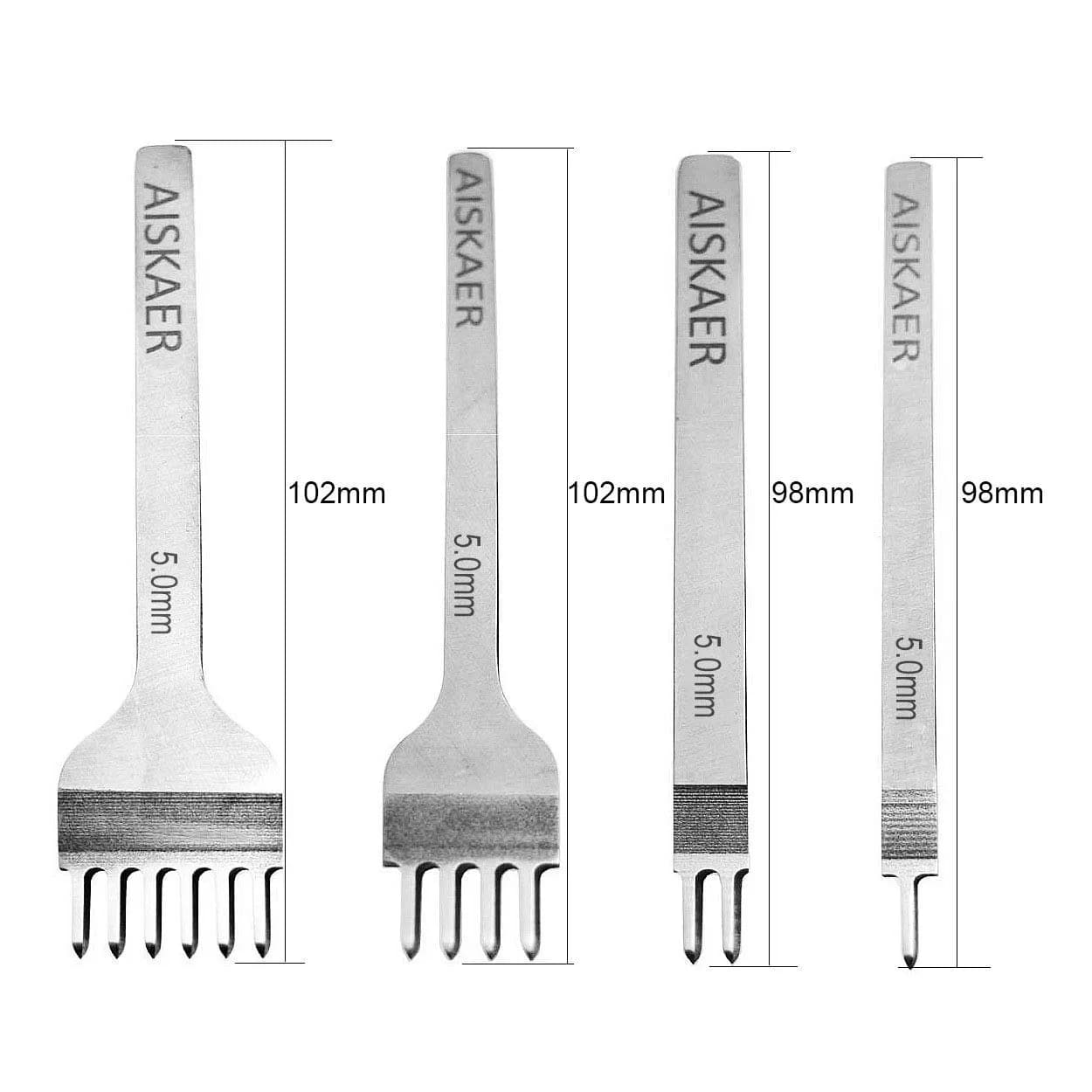 Aiskaer Leather Stitching Punch Set 5mm Diamond Chisel Tools | 4-Piece Set for DIY Leather Craft - view 4