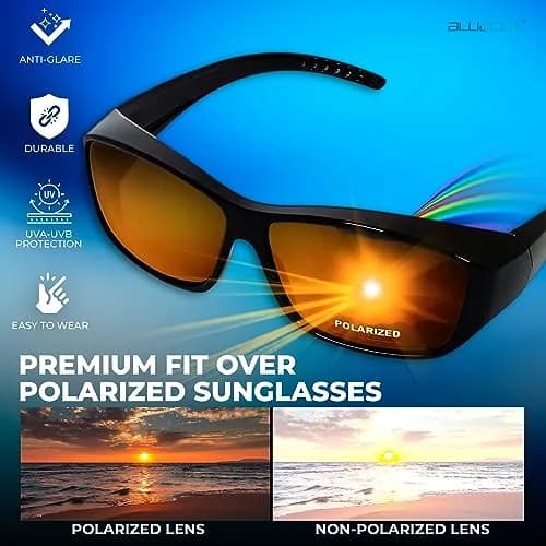BLUE CUT Fit Over Polarized Sunglasses for Men & Women | 65mm (2.56") Lens Width, 154mm (6.06") Arm Length thumbnail 2
