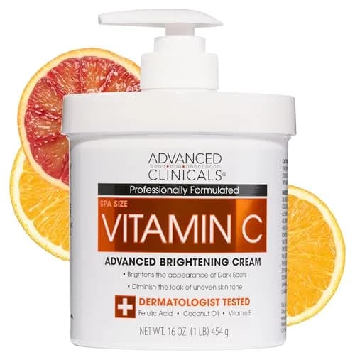 Advanced Clinicals Vitamin C Brightening Body Cream 473ml (16oz) | Visibly Illuminates for Radiant Skin thumbnail 1
